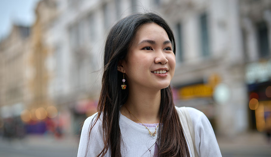 Socheata pictured in London, smiling